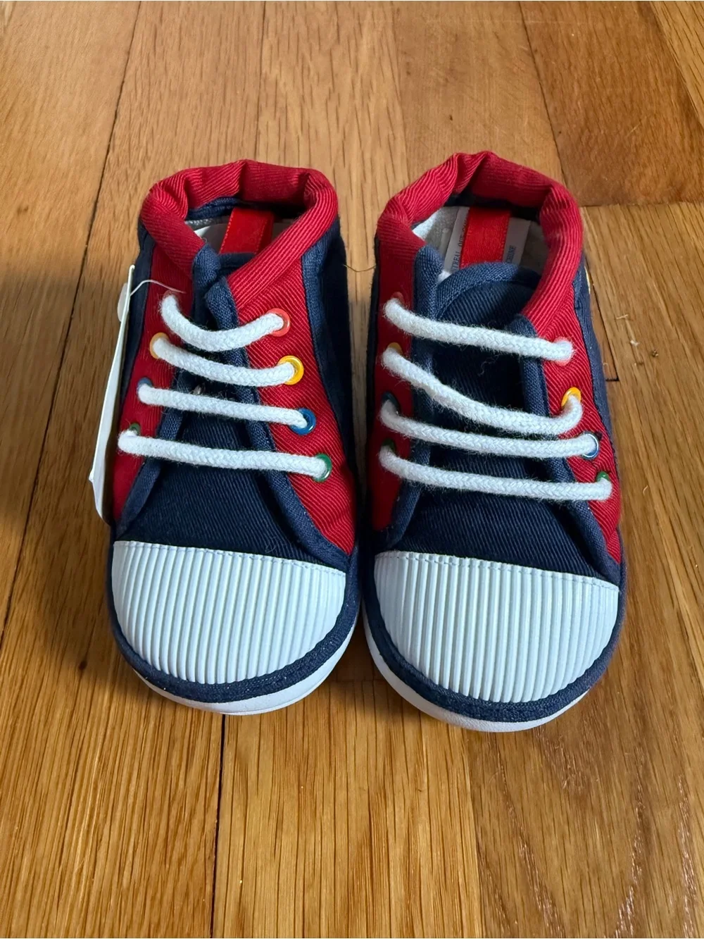 Navy and Red Toddler Canvas Sneakers